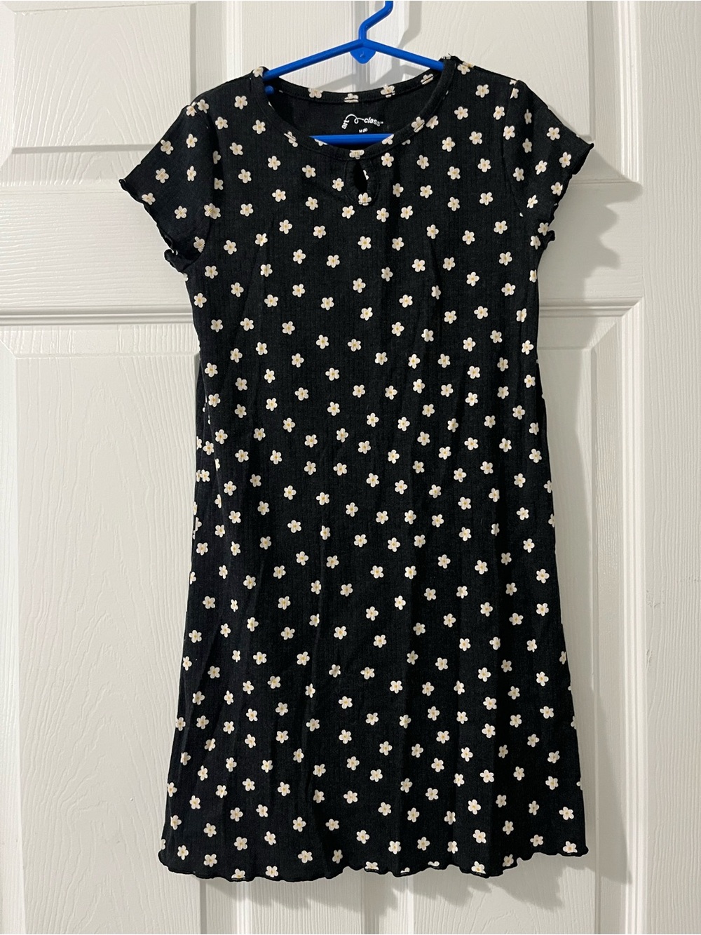 EUC Art Class Black Mini Dress with White Daisy Print